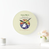 パーソナライズ名、黄色のRCIA鳩の円 ラージ壁時計 (ホーム)