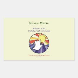 パーソナライズ名、黄色のRCIA鳩の円 長方形シール