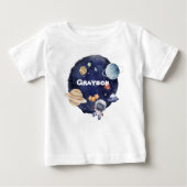パーソナライズ名Planet Spaceshipベビー ベビーTシャツ (正面)