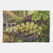 パーソナライズ変更語フレッシュなブドウおもしろい畑 キッチンタオル (横)