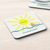 パーソナライズ夏のおもしろいサンシャインデザイン コースター (左側)