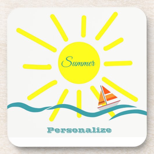 パーソナライズ夏のおもしろいサンシャインデザイン コースター (正面)
