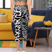 パーソナライズ大きな猫パターン茶色の白い黒点 カプリレギンス