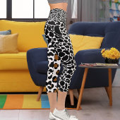 パーソナライズ大きな猫パターン茶色の白い黒点 カプリレギンス