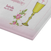 パーソナライズ女名ピンク最初の聖餐式 カッティングボード (角)