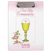 パーソナライズ女名ピンク最初の聖餐式 クリップボード (正面)