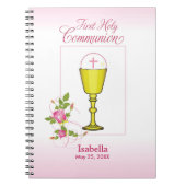 パーソナライズ女名ピンク最初の聖餐式 ノートブック (正面)