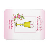 パーソナライズ女名ピンク最初の聖餐式 マグネット (横)