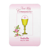 パーソナライズ女名ピンク最初の聖餐式 マグネット (縦)
