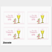 パーソナライズ女名ピンク最初の聖餐式 長方形シール (シート)