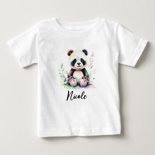 パーソナライズ子供たち幼児パンダ熊 ベビーTシャツ (正面)