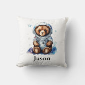 パーソナライズ子供部屋キッズルーム宇宙飛行士ベア クッション (正面)