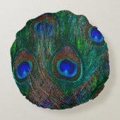 パーソナライズ孔雀のための平静そしてあなたの文字を保って下さい ラウンドクッション (裏面)