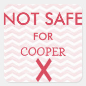 パーソナライズ安全ではない赤いシェブロンを食べないで下さい スクエアシール (正面)