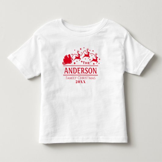 パーソナライズ家族クリスマス トドラーTシャツ (正面)