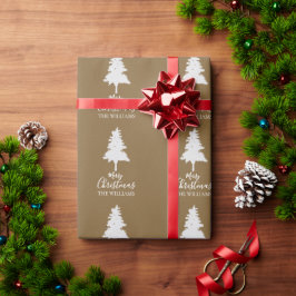 パーソナライズ家族名クラフトブラウンクリスマスギフト ラッピングペーパー
