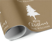 パーソナライズ家族名クラフトブラウンクリスマスギフト ラッピングペーパー (ロールコーナー)