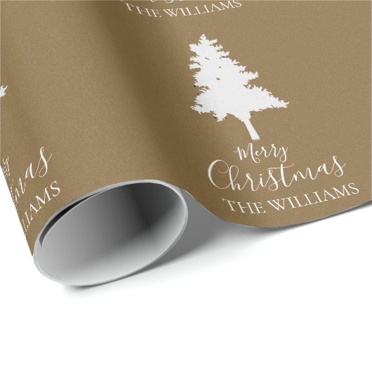 パーソナライズ家族名クラフトブラウンクリスマスギフト ラッピングペーパー (ロールコーナー)