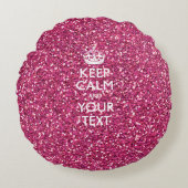パーソナライズ平静およびあなたの文字のピンクの明るい赤紫色を保って下さい ラウンドクッション (正面)