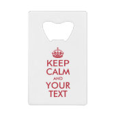 パーソナライズ平静およびあなたの文字を保って下さい クレジットカード栓抜き (正面)