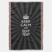 パーソナライズ平静をあなたの文字の黒の日が差すこと保って下さい スローブランケット (正面縦)