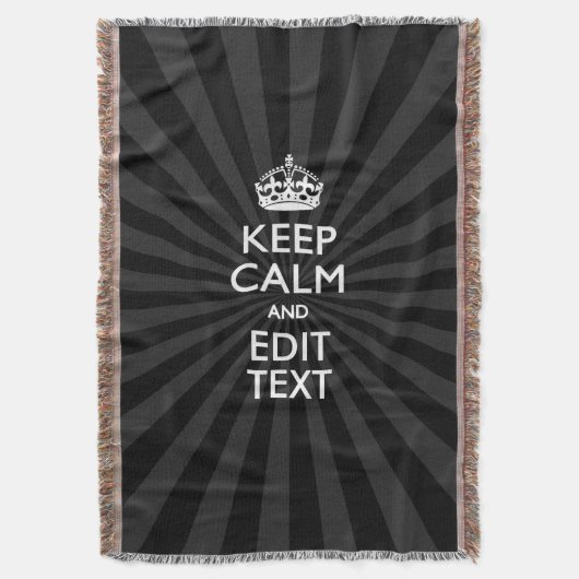 パーソナライズ平静をあなたの文字の黒の日が差すこと保って下さい スローブランケット (正面縦)