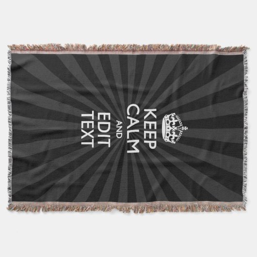 パーソナライズ平静をあなたの文字の黒の日が差すこと保って下さい スローブランケット (正面)
