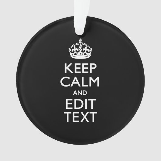 パーソナライズ平静を黒のあなたの文字保って下さい オーナメント (正面)