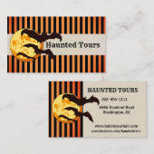 パーソナライズ幽霊のよく出るハロウィーンツアーオレンジブラック 名刺 (正面/裏面)