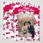 パーソナライズ引用文フォトスイートハートピンクバレンタイン シーズンカード (正面/裏面)