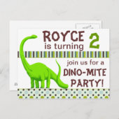 パーソナライズ恐竜誕生日招待状葉書 インビテーションポストカード (正面/裏面)