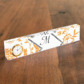 パーソナライズ情モノグラムの報リーフつる植物アート デスクネームプレート (側面)