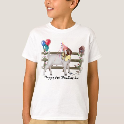 パーソナライズ愛らしいボアヤギの子ヤギ誕生日シュルト Tシャツ (正面)