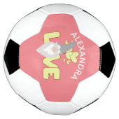 パーソナライズ愛格言ハート黄色と灰色 サッカーボール (回転)