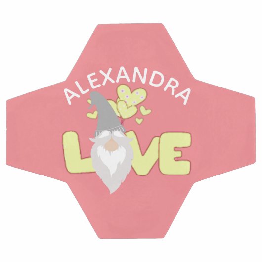 パーソナライズ愛格言ハート黄色と灰色 サッカーボール (フラット)