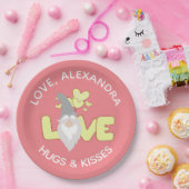 パーソナライズ愛格言ハート黄色と灰色 ペーパープレート (パーティー)