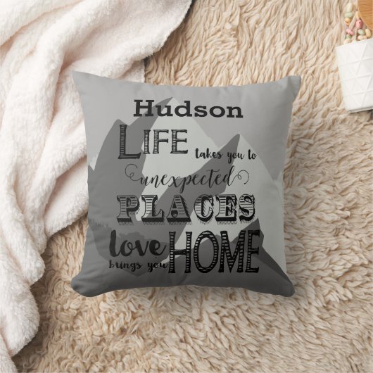 パーソナライズ感動的引用文マウンテンボーイズルーム クッション (ブランケット)