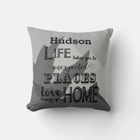 パーソナライズ感動的引用文マウンテンボーイズルーム クッション (正面)