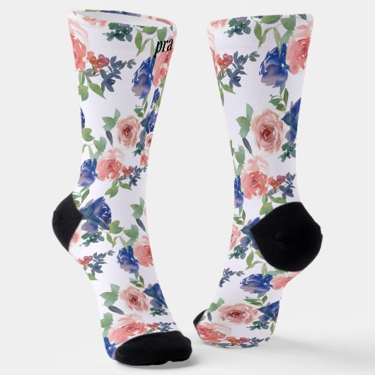 パーソナライズ数々のイニシャル – カラーピンク紫グリーン ソックス (傾斜あり)