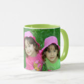 パーソナライズ文字カスタムキッズフォトコーヒーグリーン マグカップ (正面右)