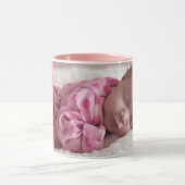 パーソナライズ文字カスタムベビーフォトコーヒーピンク マグカップ (中央)