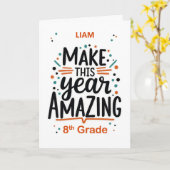 パーソナライズ新学期8年生アメージング カード (黄色い花)