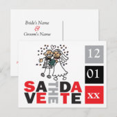 パーソナライズ日付カード幸せな結婚式の日を保存 案内ポストカード (正面/裏面)