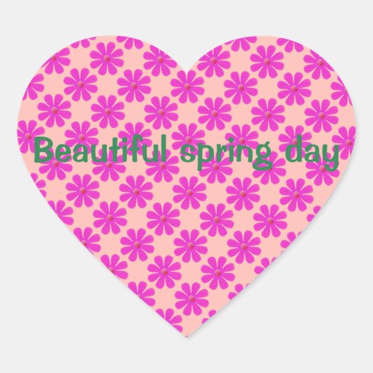 パーソナライズ春ピンクの花 ハートシール (正面)