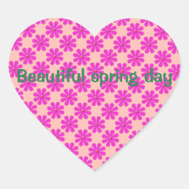パーソナライズ春ピンクの花 ハートシール