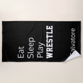 パーソナライズ格闘のビーチタオルを食べて下さい、眠らせて下さい、遊んで下さい ビーチタオル (正面)