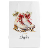 パーソナライズ氷スケートで滑る中抱き枕カスタマイズ ミディアムペーパーバッグ (裏面)