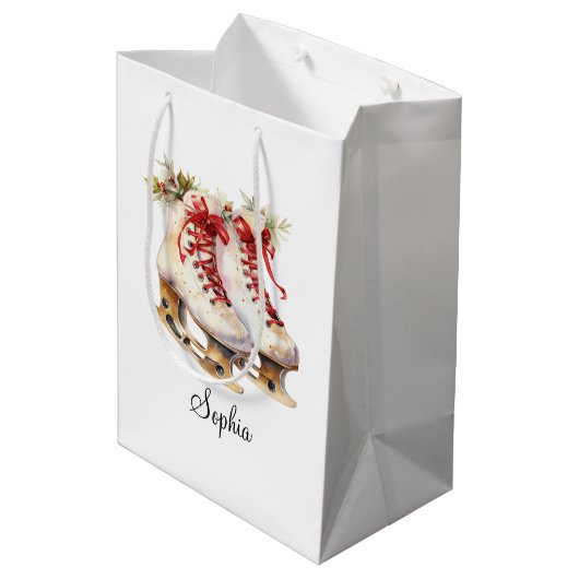 パーソナライズ氷スケートで滑る中抱き枕カスタマイズ ミディアムペーパーバッグ (裏面アングル)