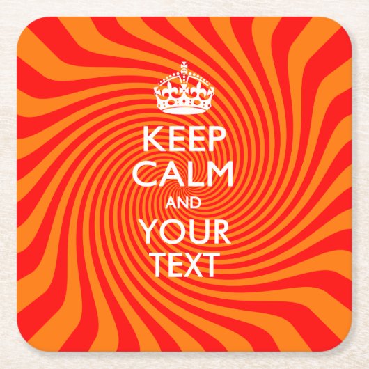 パーソナライズ渦巻の平静そしてあなたの文字を保って下さい スクエアペーパーコースター (正面)