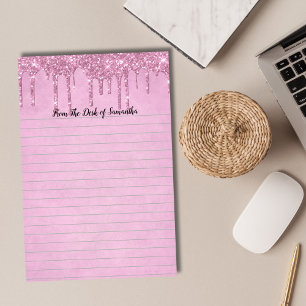 パーソナライズ滴下グリッターピンクのライン ペーパーパッド